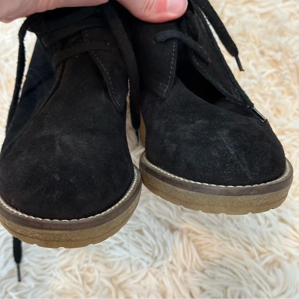 J. Crew MacAlister High Heel Black Suede Ankle Boot Size 9 with ties